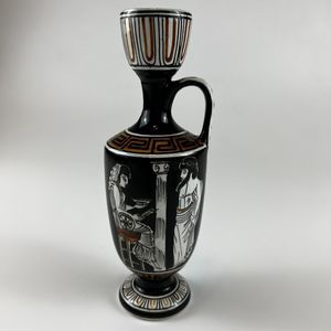Vtg Greek Vase Grecian Oil Decanter King Eageas & Soothsayer Themis Hand Painted